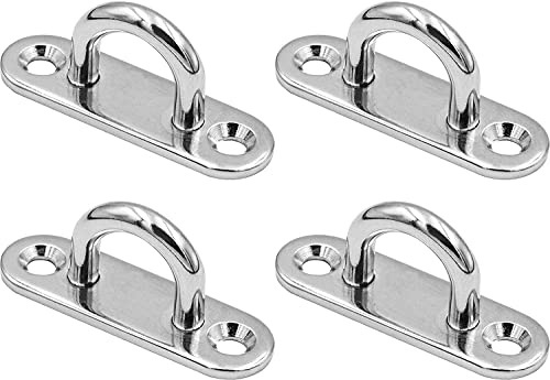 PIQIUQIU 4 Piastre ad Occhiello in Acciaio Inox, 5 mm, in Acciaio Inox, Ganci di Fissaggio/Piastra ad Occhiello in Acciaio Inox/Ganci da Parete per sedie sospese, Tende da Sole e Molto Altro Ancora