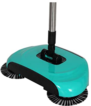 ASDFGHJK KANGYEBAIHUODIAN Haushaltshand-Kehrmaschinen ohne Strom 360 Grad rotierend, automatische Reinigung Push Sweeper Besen BEOM KABPAN Mülleimer (Color : Army Green)