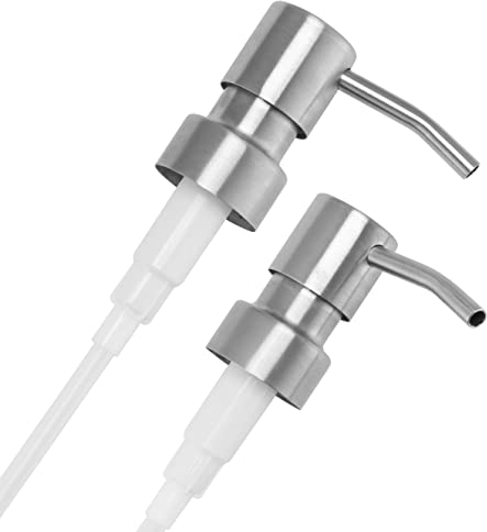 honju Home 2X pumphead für Flaschen, pumpspender, dosierpumpe, Seifen-Spender Aufsatz, Seifen Pump-Kopf, Pump-Aufsatz (Upcycling), Spülmittel Pumpkopf, Bad-Dekor, Edelstahl gebürstet, 28mm Gewinde