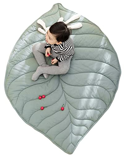 Keptfeet Tappetino da Gioco per Bambini, Cuscino strisciante per Bambini, Tappetino per Bambini in Cotone a Forma di Foglia, Tappeto per attività per Sale Giochi, camerette, Sale Giochi, Libro