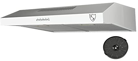 K&H Dunstabzugshaube 60cm Unterbauhaube [UMLUFT & ABLUFT] - Abzugshaube mit Metall Fettfilter - Dunstabzug mit LED Beleuchtung - Cooker Hood - UH01-60C-W - 200 m³/h - Energieklasse C (Weiß)