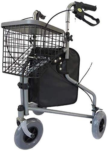 ADITAM Shopping Rollator Walker Seniors Walking Frame Aid Chariot léger Poussette Scooter de mobilité Chariot avec Sac 3 Roues pour Personnes âgées Double The Comfort