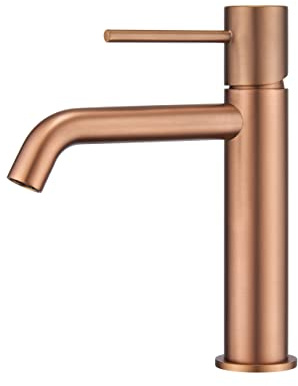 Mice Waschtischarmatur aus Messing, 2-Wege Kalt-/Warmwasserhahn, Mattschwarz (gebürstetes Roségold)