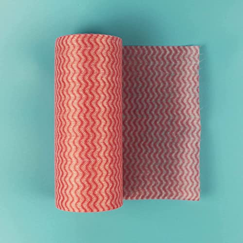 OIDESA Cloths Microfibre Towels Microfibre Cloth 50 Pcs/roll Kitchen Rags Lazy Rag Scouring Pads Oil-free Disposable Dish Towel Lint Free Cloth 5pcs (Color : Rood)