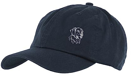 The House Of Dog: Golden Retriever Owner Gift. 100% Washed Chino Cotton Embroidered 6 Panel Unstructured Baseball Cap. Navy