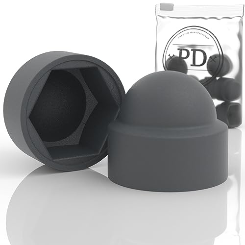 PD® Sechskant Schutzkappen M6 Schlüsselweite 10 - Anthrazit | 10 Stück | Langlebige Abdeckkappen für Muttern & Schraubenkopf aus Kunststoff | Schraubenabdeckung, schützt vor Korrosion, Innen & Außen