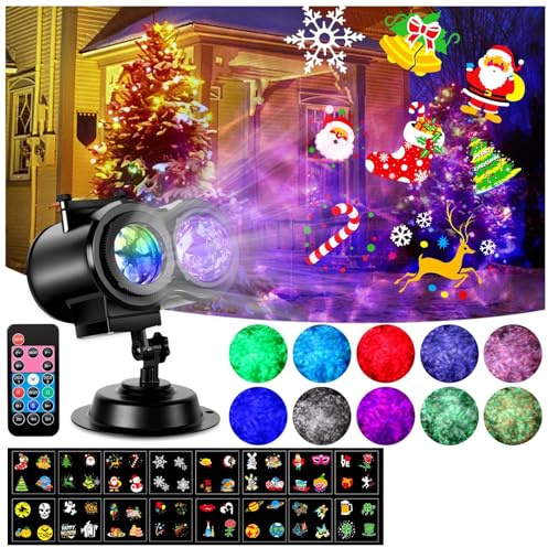 HAKUTA Halloween Weihnachten Projektor Lichter, HD Welle Ozean Effekt LED Projektor mit 16pc Dias Muster und Fernbedienung für Weihnachten, Neujahr, Geburtstag, Halloween, Thanksgiving Dekoration