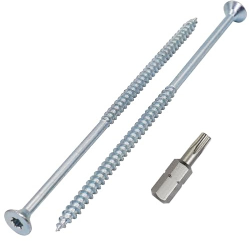 SKIR'CO (60 st) Förzinkat stål träskruvar 5,0 x 120 mm, Torx försänkta huvudskruvar, spånskivor, delvis gängade