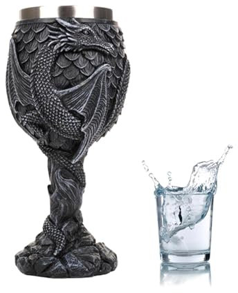 Rurunklee - Vaso medieval, copa de vino dragón – Taza medieval de acero inoxidable, taza de cáliz medieval segura, versátil y creativa para beber y reunirse diariamente