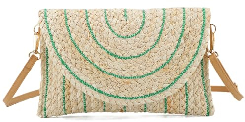 Freiesoldaten Women Straw Clutch Bag Summer Beach Handwoven Envelope Wallet Crossbody Handbags