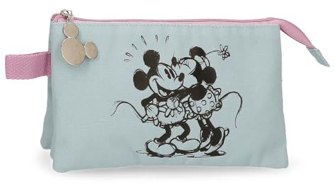 Disney Joumma Bags Mickey & Minnie Kisses Schulmäppchen, Federmäppchen für Kinder, Organisieren und Transportieren von Stiften und Stiften., blau, Dreifaches Federmäpp