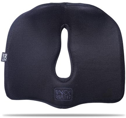 Chair Orthopedic Hip Pain Relief Cushion Coccyx Seat Cushion - Seat Cushion Pillow Memory Foam Seat Cushion with Breathable Mesh Cover - Full Black Ergonomic Design for Coccyx and Lower Back Support