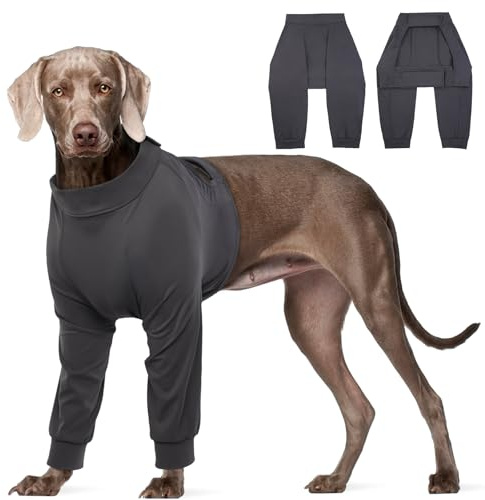 Kuoser Hundebody Nach Op Hündin & Rüde, Hundebody mit Beinen, Grau 2XL | Bequemer Hundebody mit Vorderbeinen schützt nach OPs, offene Rückseite ermöglicht einfaches Lösen und mehr Bewegungsfreiheit