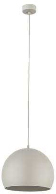 Licht-Erlebnisse Hängeleuchte Metall Beige Kugel Schirm rund D: 27 cm H: max. 160 cm verstellbar E27 Retro Hängelampe Esszimmer Pendelleuchte Küche ADAM