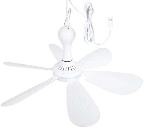 Osmond Silent 6 Leaves USB Powered Ceiling Canopy Fan Hanging Fan for Camping Bed Dormitory Tent