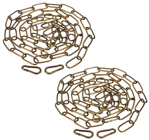 PATIKIL 6 Feet Gold Bronze Finish Lighting Hanging Chain, 2 Set Metal Looping Chain for Hanging Plant Pendant Chandelier Light Fixture