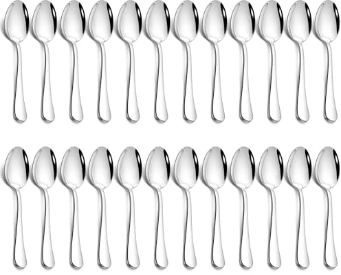 Joyfair 13,5cm Edelstahl Teelöffel Kaffeelöffel 24er Set - Runder Griff | Klein Löffel für Zuhause, Restaurant, Café, Spiegelpoliert & Spülmaschinenfest, Ungiftig & Gesund, Korrosionsbeständig