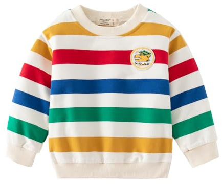 Tröja Barn och Pojkar Sweatshirts Tröja Långärmad Tröja Rund Hals Toppar T-shirt för flickor 1-7 år, Regnbåge 3, 4-5 �r