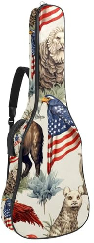 Custodia per chitarra acustica, bella custodia per chitarra da 40/41/42 pollici con tasche multiple, animali bandiera americana, Multicolore, 42.9x16.9x4.7 in, Borsa per chitarra