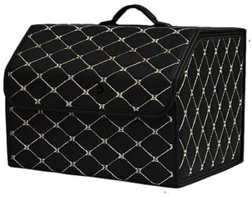 RUIHAHA Auto Organizer Kofferraum für VW Passat 2019 2020 2021 Wasserdicht Faltbar Aufbewahrungsbox Kofferraumtasche Multifunktion Innenraum Zubehör,C/Blackbeige-M
