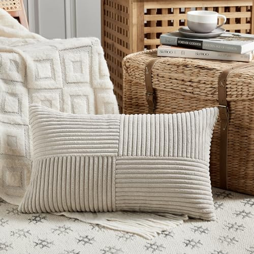 FDTERN 1 Stück Taupe Kissenbezug 30x50 cm Weich Kordsamt Kissenbezüge Kissenhülle Dekokissenbezug Sofakissen Dekokissen Boho Deko für Sofa Schlafzimmer Wohnzimmer Balkon (Ohne Kissenfüllung)
