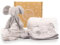 Baby Box Shop - 6 essentiels pour bébé nouveau-né unisexe, cadeaux de fête prénatale, doudou IBaby, serviette à capuche grise, tissu en mousseline, body, bavoir et chaussettes