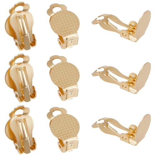HOBBIESAY 10 Uds Clip-on pendiente convertidores - Oro de acero inoxidable no perforante hallazgos de oído para mujeres DIY fabricación de joyas