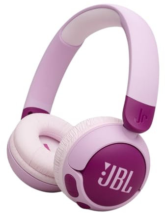 JBL Junior 320 BT, Casque Supra-auriculaire sans Fil pour Enfants, avec Microphone intégré, Bluetooth, Safe Sound, Coussinets Confortables, Set d'autocollants, Design Pliable, Violet