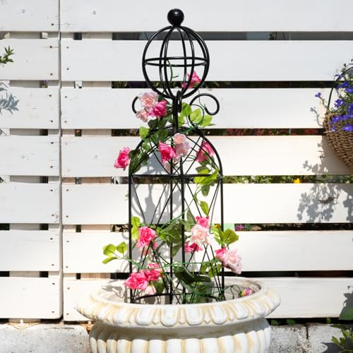 GOOOXIM Garden Obelisk Trellis for Climbing Plants - 27.1 x 7.8 -Durable Metal Design, Rust-Proof, Ideal for Indoor & Outdoor Use, Perfect for Roses, Topiaries, and Garden Decor