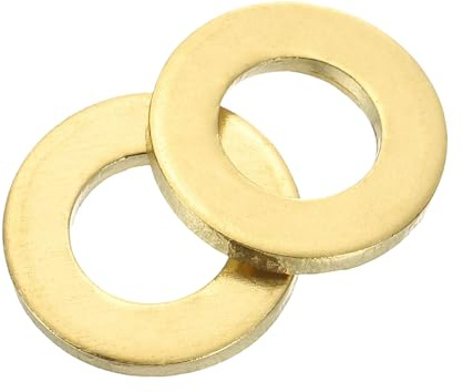 sourcing map Arandela plana M8, 25 arandelas planas de latón de 16 mm de diámetro exterior de 2 mm de grosor, anillo de junta de sellado de metal para tornillos, pernos, tuercas