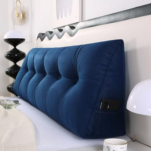 Sofdicht Kissen Bett Rückenkissen, Lesekissen für Bett und Sofa, Komfortables Wandkissen Bett, Bietet Optimalen Supportive Rückenkissen Bett - Ideal zum Anlehnen im Bett,Blau,120 x 50 x 20cm
