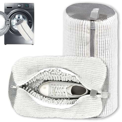 NXPUXP 2 Pcs Schuhwaschbeutel Waschmaschine,Schuhe Waschbeutel Sneaker,Anti-Verformung Sneaker Waschbeutel,Perfekt für Schuhschutz (Weiß)