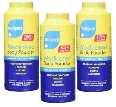 Medicated Body and Baby Powder 200g - 100% Talc-Free Skin Protection and Soothing Relief, 3 Pack - Gentle, All-Natural Formula for All-Ages Care, Ideal for Sensitive Skin