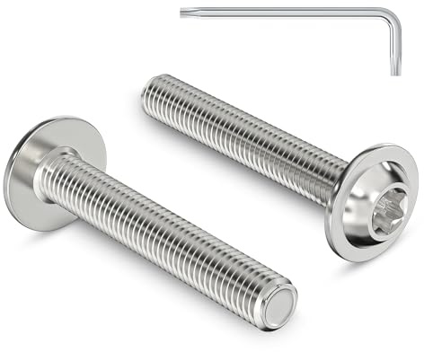 Zuyya 20 Stück M6 x 40 mm Linsenkopfschrauben mit Flansch, M6 Schrauben | Torxantrieb, Edelstahl A2 V2A Schrauben, Torx Schrauben Vollgewinde mit Torx Schlüssel