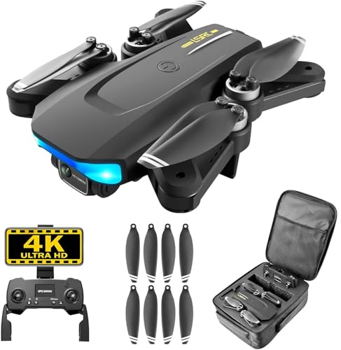 GPS Drone with 4K Camera, Brushless Motor, Foldable RC Quadcopter Remote Control Beginner Drone with Auto Return, Follow Me, Circle Fly, 28pcs Propeller Blades & 3pcs Battery