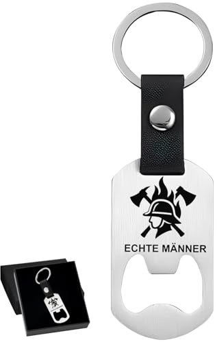 Lot de 2 porte-clés pompiers avec décapsuleur, cadeaux de pompiers, accessoires pratiques pour anniversaire, Noël, départ ou retraite, design noir 7 x 9 x 1,6 cm