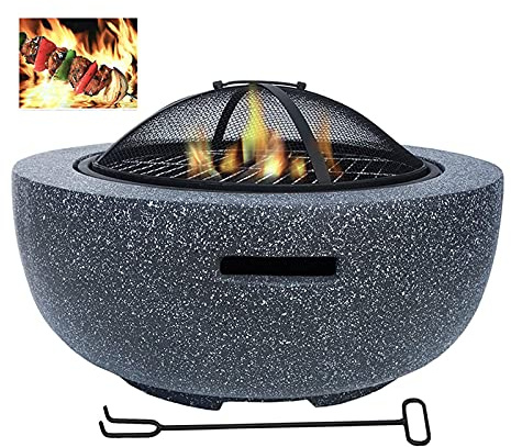 ZJFHEYUO Holzbefeuerte Feuerstelle, BBQ-Grill, Feuerschale, Außenheizungen und Feuerstellen, Tischfeuerstelle für den Außenbereich mit Grillrost für Camping/Außenheizung/Lagerfeue