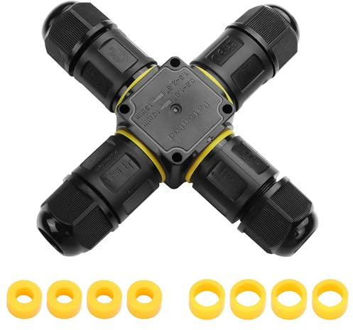 YACSEJAO 3-Poliger IP68 Wasserdichter Kabelsteckverbinder, 2/3/4-Wege Klick-Außen-Anschlussdose für M20-Kabel 4–8 mm oder 6–11 mm,Wasserdichte Erdkabel-Verteilerdose (3 Polig & 4 Wege)