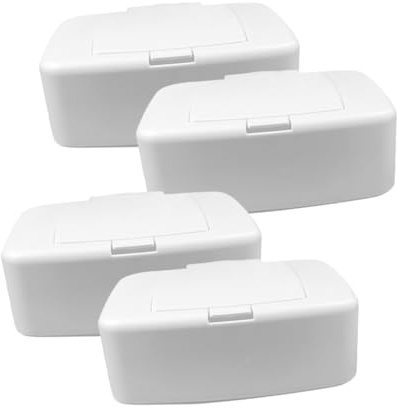 WOONEKY Caja de Pañuelos Portátil de 4 Piezas Fondo Antideslizante, Material Pp, Diseño Simple para Uso en Interiores y Escritorio