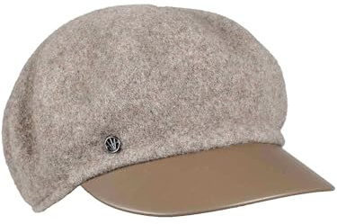 LOEVENICH Ballongmössa | av ull | med läderimitation skärm | Onesize | Damer | varm, snygg huvudbonad, sand, one size
