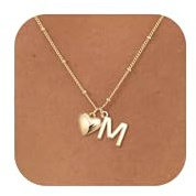 KINHOPI Kette mit Buchstaben, Silber/14K Vergoldet, A-Z & Herz Anhänger | Halskette mit Buchstaben, Namenskette Damen, Schmuck Personalisierte Geschenke für Frauen Mädchen