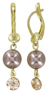 Konplott: Ohrringe Pearl Shadow, klassische pendelnde Ohrringe mit Kristall und Perle, für Damen/Frauen