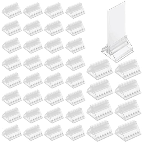 Funngy Soportes para Tarjetas de Acrílico,40 PCS Soportes de Plástico para Tarjetas de Juego Transparentes Soportes de Mesa Soporte Cartas para Tarjetas de Boda Fotos Notas Exhibición de Imágenes