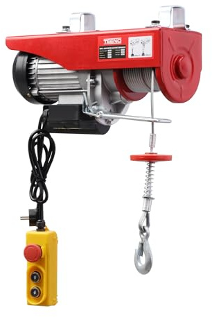 TEENO Elektrischer Seilzug 1000 kg Elektrischer Seilhebezug 1800 W 10 m/min, Überlast Aufzug Elektrischer Seilzug 220V, Hubhöhe Seil 20 m, Motor für Garagen, Lagerhäuser, Fabriken (500/1000kg)