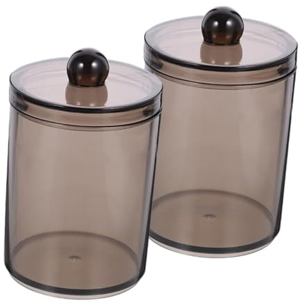 UKCOCO 2 piezas Organizador de Bastoncillos Algodón Unidades Caja Almacenamiento con Tapa Transparente Negra para Baño y Tocador Multifuncional Portátil Resistente