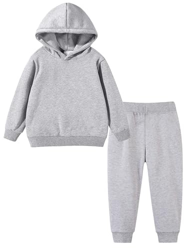 QIMAOPH Kids Boys Tracksuit Hoodie with Joggers Jogging Suit Girls Sweatpants Sports Activewear Set Children Polyester Winter Plain Hoodies Top Bottom Pants Set Age 3-9 Years Old
