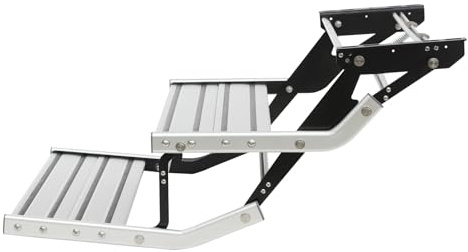 Doppelschritt für Wohnwagen, Wohnwagen Trittstufe, rutschfeste Aluminium Wohnmobil Treppe, Faltbare RV Stufe Wohnwagen, 200 kg Tragkraft