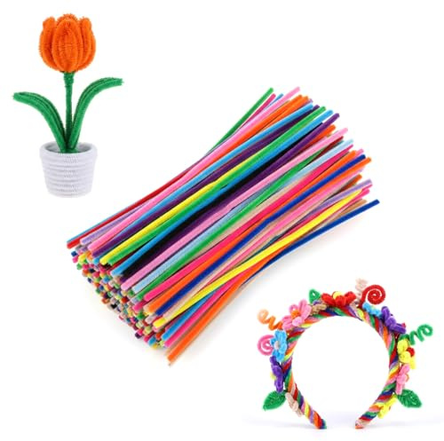 RDTOK 200 StückPfeifenreiniger zum Basteln, 20 Farben Pfeifenputzer Chenilledraht 30 cm für Erwachsene & Kinder DIY Blumen Bastelmaterial, Pipe Cleaner für Schule Kindergarten Handarbeit