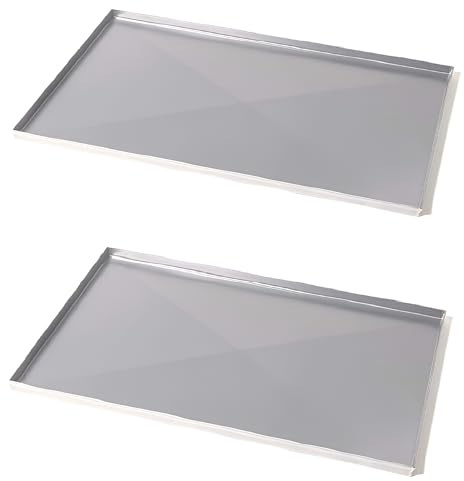 2x Teglia da Forno Rettangolare 55x38xH2 con diagonali in Alluminio Diamantata Anti-Deformazione Professionale Made in Italy Bordi Dritti Ideale per Pizza Pasticceria e Focaccia
