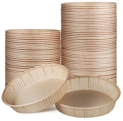 DOITOOL 100 Moldes para Hornear Pastel Pequeño de 4 Pulgadas, Molde Redondo para Tartaletas, Papel Beige Resistente Grasa, Apto para Horno y Microondas, Adecuado para Repostería y Postres
